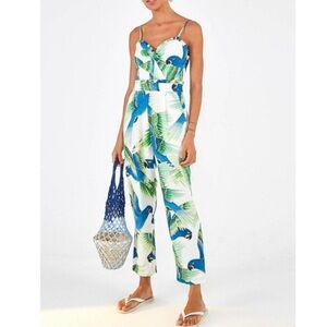 🦜 FARM Rio Tropical Print Jumpsuit XL w/ POCKETS